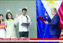 Gatchalian takes Senate helm to end weeks of uncertainty Sen. Sherwin Gatchalian takes his oath of office before Sen. Vicente “Tito” Sotto. All 13 senators present at the special session of the Senate yesterday voted in favor of Gatchalian, giving him a unanimous mandate to lead the chamber.