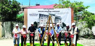 A site blessing and groundbreaking ceremony was held for the New Tuburan Study Center along General Luna Street, Iloilo City on June 27, 2026. The multi-story facility aims to provide students with a values-centered environment for study, mentoring, spiritual formation, and personal development. Leading the ceremony were (from left) Vince Tiu; MORE Electric and Power Corporation president and chief executive officer Roel Z. Castro; Fr. Francis Ong; Gov. Arthur “Toto” Defensor Jr. of Iloilo Province; Antonio Jon, president of Daguiao Foundation Inc.; Jomarie Muyco; Ruben Beup Jr.; and Jaro Archbishop Midyphil Billones.