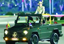 Myanmar army killed over 700 civilians in 6 months, UN says Myanmar's junta chief military Min Aung Hlaing arrives to deliver a speech during a ceremony to mark the country's Armed Forces Day in Naypyidaw in 2024. AFP VIA GETTY IMAGES