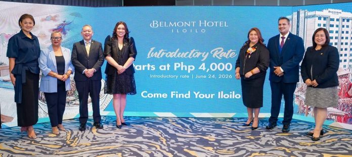 From left: Megaworld Hotels & Resorts’ leaders starting with Pat Puyat, Group Director of Business Development, Loleth So, Group Commercial Director, Arturo Boncato, Jr., Group General Manager, Cleofe Albiso, Managing Director, Joy Alonte, General Manager of Belmont Hotel Iloilo, Avinash Menon, Cluster General Manager for Visayas, and Divine delos Reyes, Head of People Management and Development announcing the special introductory rate of Belmont Hotel Iloilo.