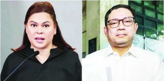 Vice President Sara Duterte-Carpio (left) and her husband, lawyer Manases Carpio