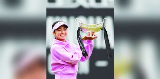 Alexandra Eala celebrates after winning the 2026 Birmingham Open title, a victory that she said has inspired her to work even harder toward greater success on the professional tennis tour. PHOTO COURTESY OF BIRMINGHAM OPEN
