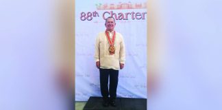 Jose Montalbo, manager of the Bacolod Tay Tung High School Thunderbolts volleyball team, receives recognition from the Bacolod City government during the city’s 88th Charter Day celebration for his contributions to volleyball development and youth sports advancement in Bacolod City. CONTRIBUTED PHOTO