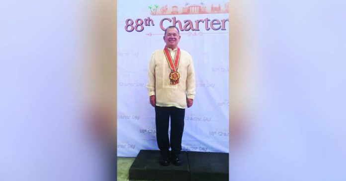 Sports Montalbo_compressed_superimposed Jose Montalbo, manager of the Bacolod Tay Tung High School Thunderbolts volleyball team, receives recognition from the Bacolod City government during the city’s 88th Charter Day celebration for his contributions to volleyball development and youth sports advancement in Bacolod City. CONTRIBUTED PHOTO