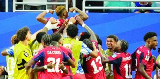 Kevin Pina celebrates after scoring Cape Verde’s historic first-ever FIFA World Cup goal during the Islanders’ 2-2 draw against Uruguay in Group H action. PHOTO COURTESY OF SPRINGFIELD NEWS