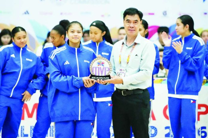 Sports_Gilas_Girls_copy_compressed_resized Ilongga Rhiane Perez was crowned MVP after leading Gilas Pilipinas Girls to an unbeaten championship run in the Southeast Asia Basketball Association (SEABA) U18 Women’s Qualifiers and a berth in the FIBA U18 Women’s Asia Cup. SBP PHOTO