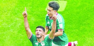 Mexican striker Raúl Jiménez celebrates after scoring Mexico’s second goal in a 2-0 victory over South Africa in the opening match of the 2026 FIFA World Cup at Estadio Azteca in Mexico City PHOTO FROM THE MEXICO MEN’S FOOTBALL TEAM PAGE