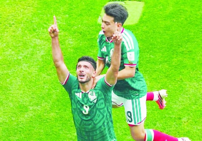 Sports_Mexico_compressed_resized Mexican striker Raúl Jiménez celebrates after scoring Mexico’s second goal in a 2-0 victory over South Africa in the opening match of the 2026 FIFA World Cup at Estadio Azteca in Mexico City PHOTO FROM THE MEXICO MEN’S FOOTBALL TEAM PAGE