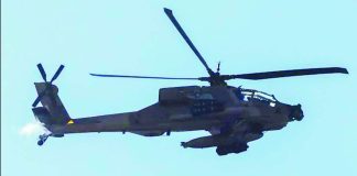 This picture taken from a position in northern Israel, on the border with southern Lebanon, shows an Israeli Air Force AH-64 Apache helicopter flying on June 4, 2026. GETTY IMAGES