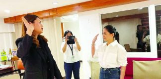 Iloilo City Lone District’s Rep. Julienne “Jam-jam” Baronda files cyber libel complaints against 18 former Marines and Atty. Levito Baligod before Prosecutor Hazel Mascariñas of the National Prosecution Service at the Department of Justice on Wednesday, June 3.