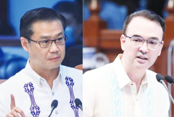 cayetano Sen. Alan Peter Cayetano (right) is questioning before the Supreme Court the installation of Sen. Sherwin Gatchalian as Acting Senate President and the reorganization of Senate leadership positions and committee chairmanships.