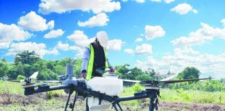 READY FOR TAKEOFF. An agricultural drone undergoes field preparation before deployment in one of the pilot rice farms in Iloilo Province under the Department of Agriculture’s Agri Drone Project. The technology-driven initiative provides free drone-assisted farming services across 2,146 hectares in 16 Iloilo municipalities this wet cropping season to help farmers improve efficiency, reduce production costs, and boost rice yields. DA-6