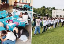 SCHOOLS READY FOR DRILLS, BUT NOT FOR DISASTERS; Dep-Ed Iloilo cites lack of evac sites, rescue gear Students know what to do when the ground starts shaking. The bigger challenge, according to the Schools Division of Iloilo, is ensuring that schools have enough evacuation space and emergency equipment when a powerful earthquake strikes. Shown are learners of Alberto Sorongon Sr. Memorial National High School in Pototan, Iloilo town participating in the 2nd Quarter Nationwide Simultaneous Earthquake Drill on June 18. MDRRMC-POTOTAN FACEBOOK
