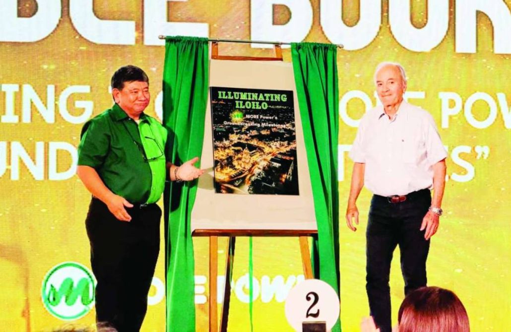 MORE Electric and Power Corporation (MORE Power) president and chief executive officer Roel Z. Castro and MORE Power chairman Stephen George A. Paradies unveil the company’s coffee table book “Illuminating Iloilo: MORE Power’s Grounding Milestones” (left photo) on Tuesday, June 2. Castro and Paradies also lead the ceremonial groundbreaking of the future MORE Power Tower alongside Iloilo’s Gov. Arthur Defensor Jr., Iloilo City’s Mayor Raisa Treñas and Iloilo City Lone District Rep. Julienne “Jam-jam” Baronda, Uswag Ilonggo ‘arty-list’s Rep. James “Jojo” Ang, and Iloilo 2nd District’s Rep. Kathy Gorriceta. MAI LADIAO/PN