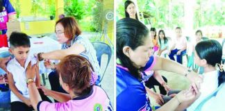 Iloilo schoolchildren receive vaccines against measles, rubella, tetanus, and diphtheria, and even the Human Papilloma Virus vaccine for girls in this undated photo.