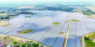 The Department of Energy welcomed 13 renewable energy projects worth P344.62 billion certified under the government's Green Lane initiative, saying these validate the Philippines' accelerating transition to clean energy. Photo shows the aerial view of the 50-megawatt solar power plant of PowerSource First Bulacan Solar, Inc. in San Miguel, Bulacan, on May 13, 2026. PNA photo by Joan Bondoc