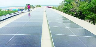 The Department of Industry says the proposed mandatory product certification of solar panel systems aims to prevent the Philippines from becoming a dumping ground for substandard solar products rejected by other countries.nPhoto shows the installation of solar panels at the new gym of the Toboso municipal government in Negros Occidental. RICHARD JAOJOCO/FACEBOOK PHOTO