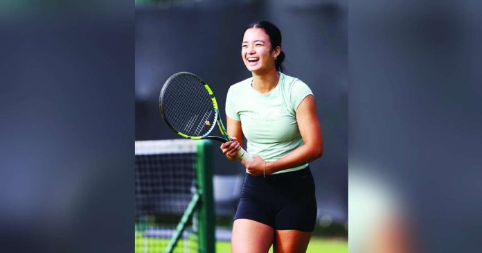 Alexandra Eala celebrates after dismantling Australia’s Priscilla Hon, 6-0, 6-2, to advance to the second round of the Birmingham Open in a dominant 59-minute performance. FACEBOOK PHOTO