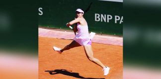 Alexandra Eala reacts during a match. The Filipina tennis star and Czech partner Nikola Bartunkova bowed out of the Birmingham Open doubles competition after a narrow 9-11 loss in the deciding match tiebreak against Britain’s Harriet Dart and Maia Lumsden. FACEBOOK PHOTO