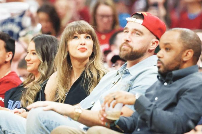 taylor wedding Taylor Swift and fiancé Travis Kelce watch a basketball match between the New York Knicks and the Cleveland Cavaliers in Cleveland, Ohio, on May 23, 2026. PHOTO: GETTY IMAGES VIA AFP VIA THE STRAITS TIMES