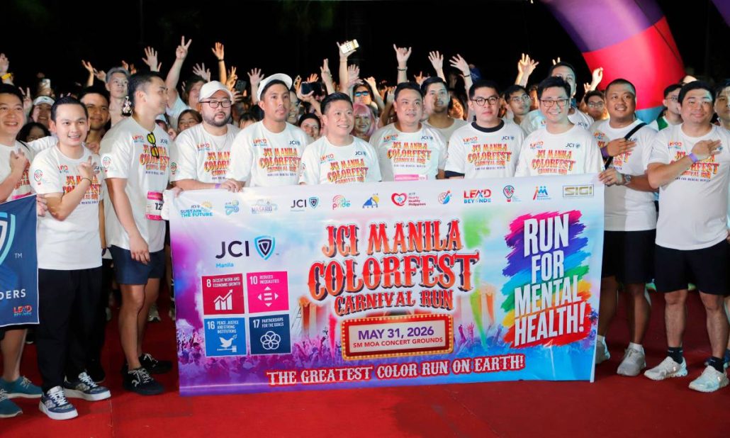 JCI Manila officers stand united at the JCI Manila Colorfest Carnival Run, taking meaningful strides to raise awareness, spark conversations, and support mental health in our communities.