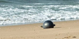 One of the six mysterious large silver spheres washed up on Forrest Beach in Queensland, Australia. Authorities warned local residents that the spheres could be "potentially hazardous objects". QUEENSLAND FIRE DEPARTMENT