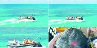 These images grabbed from a video by the Armed Forces of the Philippines show the moment China Coast Guard personnel attacked Philippine Navy personnel at Ayungin (Second Thomas) Shoal on July 20, 2026. A Filipino Navy man (lower right photo) suffered a serious head injury during the confrontation.