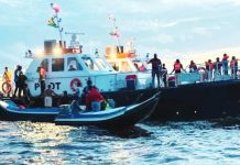 Guyana’s rescue boats take part in a search and rescue operation after a ferry capsized near Iron Punt. PRIME MINISTER MARK PHILLIPS / FACEBOOK