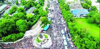 Photo taken on Tuesday, June 30, 2026, shows participants of a rally by members of Iglesia Ni Cristo at the People Power Monument along Epifanio de los Santos Avenue, which went on until July 1, Wednesday. They moved to Liwang Bonifacio on July 2 after mounting public complaints of inconvenience due to traffic congestion. PHOTO COURTESY OF QCPD