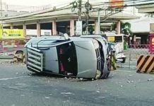 SUV overturns in Jaro after driver falls asleep A Montero Sport flipped over after hitting concrete barriers in Barangay Tagbak, Jaro, Iloilo City early Thursday morning, July 16, 2026. SCREENGRABBED FROM ANDREW LACHICA SINTOS/FB VIDEO
