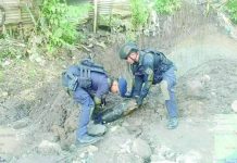 Vintage World War II bomb unearthed at Talisay flood control site Personnel of the Provincial Explosive Ordnance Disposal (EOD)/K9 Unit recovered an M47 100-pound White Phosphorus bomb believed to be from World War II after it was unearthed during excavation work for a flood control project in Hacienda Minilu-an, Barangay Matab-ang, Talisay City, Negros Occidental, on July 22. The unexploded ordnance was safely rendered harmless before being transported for proper disposal. PRO-NIR PHOTO