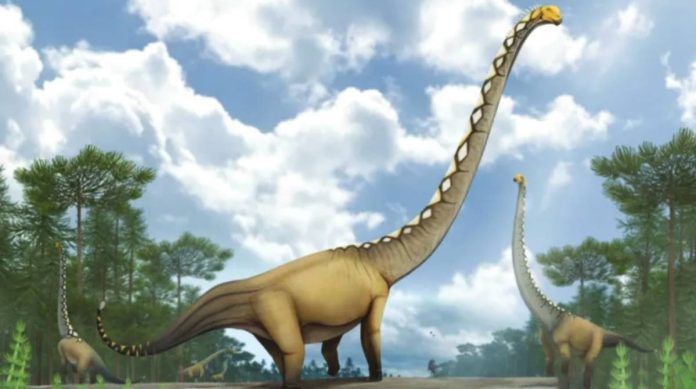 This is an artist’s impression of a new dinosaur discovered in Thailand. ARTWORK BY PAKORN CHOTCHAIYAPORN