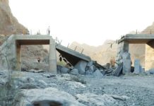 This bridge was damaged by a United States strike in southern Iran on Saturday. EPA