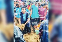 8 killed after landslide hits girls’ school in Bangladesh A large group of volunteers and aid workers stand in deep mud during heavy rain, working together at the site of a landslide by a school at a refugee camp in Cox’s Bazar, Bangladesh. AFP VIA GETTY IMAGES