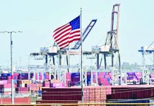 Shipping containers are stacked at the Port of Long Beach on March 4, 2025 in Long Beach, California. The US trade deficit surged to a new record in January, said the US Commerce Department on March 6, 2025, as imports spiked while tariff worries flared. The overall trade gap of the world’s biggest economy ballooned 34 percent to $131.4 billion, on the back of a 10 percent jump in imports for the month. This was the widest deficit for a month on record, dating back to 1992. PHOTO BY FREDERIC J. BROWN / AFP