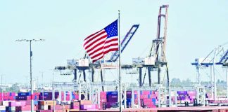 Shipping containers are stacked at the Port of Long Beach on March 4, 2025 in Long Beach, California. The US trade deficit surged to a new record in January, said the US Commerce Department on March 6, 2025, as imports spiked while tariff worries flared. The overall trade gap of the world’s biggest economy ballooned 34 percent to $131.4 billion, on the back of a 10 percent jump in imports for the month. This was the widest deficit for a month on record, dating back to 1992. PHOTO BY FREDERIC J. BROWN / AFP