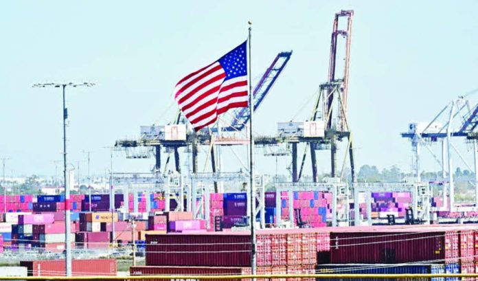 exports_exempt_compressed_resized Shipping containers are stacked at the Port of Long Beach on March 4, 2025 in Long Beach, California. The US trade deficit surged to a new record in January, said the US Commerce Department on March 6, 2025, as imports spiked while tariff worries flared. The overall trade gap of the world’s biggest economy ballooned 34 percent to $131.4 billion, on the back of a 10 percent jump in imports for the month. This was the widest deficit for a month on record, dating back to 1992. PHOTO BY FREDERIC J. BROWN / AFP