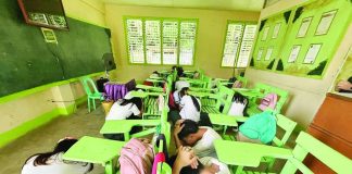 Learners of Alberto Sorongon Sr. Memorial National High School in Pototan, Iloilo execute the “duck, cover and hold” during the 2nd Quarter Nationwide Simultaneous Earthquake Drill on June 18, 2026. The Office of Civil Defense in Western Visayas will continue conducting earthquake drills. MDRRMC-POTOTAN FACEBOOK
