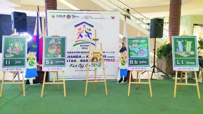 The Iloilo City Government showcases its newly launched Disaster Risk Reduction Alphabet and the resilience storybook “Donna and the Dust Mites” during the opening of the 2026 National Disaster Resilience Month celebration. MAI LADIAO/PN