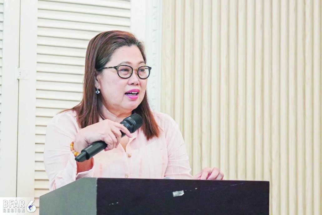 Regional Director Remia Aparri of the Bureau of Fisheries and Aquatic Resources – Western Visayas addressed stakeholders during a recent orientation on the updated fisheries regulations. Participants were later asked to review the newly issued guidelines aimed at strengthening sustainable fisheries management and compliance with national standards. BFAR-6 PHOTO
