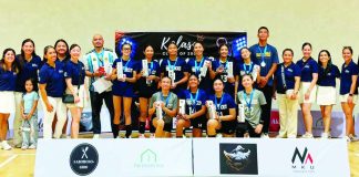 Members of the Bacolod Tay Tung High School Thunderbolts celebrate after winning the Kolasa Cup Spikefest championship at The Hangar in Bacolod City. The team defeated University of St. La Salle-B in straight sets, 26-24, 25-16, with Mhegan Ordaniel bagging the Most Valuable Player and Best Outside Hitter awards. PHOTO COURTESY OF JOSE MONTALBO