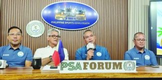 Philippine Aquatics, Inc. secretary-general Eric Buhain discusses the upcoming 4th Southeast Asia Open Water Swimming Championships, which will be held in Boracay Island from Aug. 21 to 23. PSA PHOTO