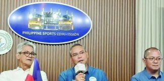 Philippine Aquatics Inc. secretary-general Eric Buhain (center) discusses the upcoming 4th Southeast Asian Open Water Championships, which will be held in Boracay Island from Aug. 21 to 23. PSA PHOTO