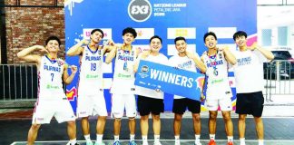 Gilas Pilipinas Under-21 Boys celebrate after securing the overall championship in the FIBA 3×3 Nations League Asia 2 in Petaling Jaya, Malaysia, earning the Philippines a return to the FIBA 3×3 U23 World Cup for the first time since 2018. SBP PHOTO