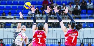 PLDT High Speed Hitters’ Kim Kianna Dy fires an attack over the defense of Choco Mucho Flying Titans' Isa Molde during their PVL On Tour match at the Chavit Coliseum in Vigan City, where the defending champions opened their title defense with a four-set victory. PVL PHOTO