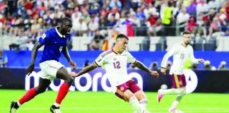 Spain's Pedro Porro celebrates after scoring La Roja's second goal in a 2-0 semifinal victory over France to send Spain into the FIFA World Cup final. PHOTO COURTESY OF PLAANTIK