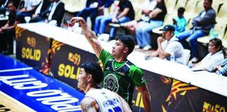 Terrafirma Dyip’s Juan Miguel Tiongson knocks down one of his five three-pointers during the Dyip's dramatic overtime victory over TNT Tropang 5G in the PBA Season 50 Governors' Cup. PBA PHOTO