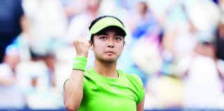 Alexandra Eala celebrates after booking a place in the quarterfinals of the Mubadala DC Open in Washington, D.C. AFP