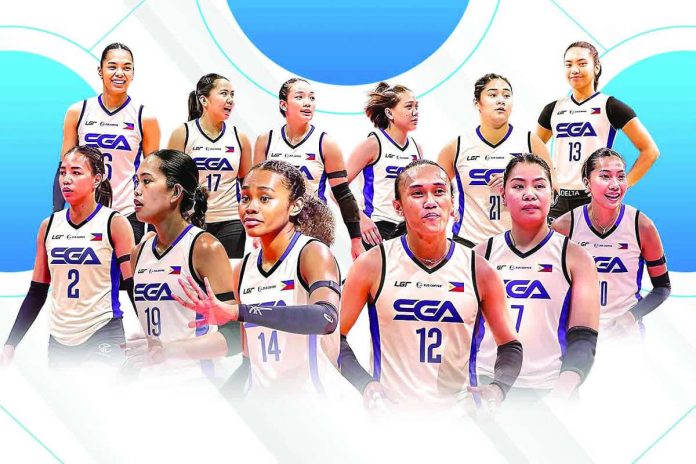 sports_volley_copy_compressed_resized Members of Farm Fresh and ZUS Coffee pose after being named to the Strong Group Pilipinas squad that will compete in the 2026 Taichung Bank Formosa Women's Volleyball Invitational Tournament in Taiwan. SGA PHOTO