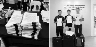 Members of AMLIG Antique and Kahublagan Kontra Korapsyon display copies of the complaints they filed before the Office of the Ombudsman – Visayas, while stacks of supporting documents accompany their criminal and administrative cases.